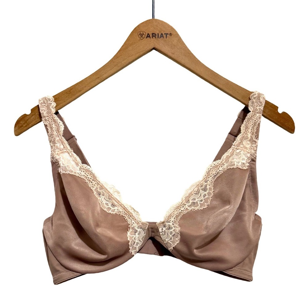 Olga Cloud 9 Lace Lift Underwire Bra Women's 36D Taupe Tan Cream Lace Trim 35061